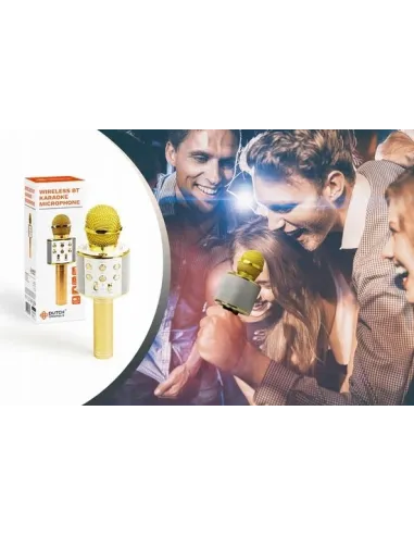 Złoty MIKROFON BEZPRZEWODOWY KARAOKE - BLUETOOTH GŁOŚNIK