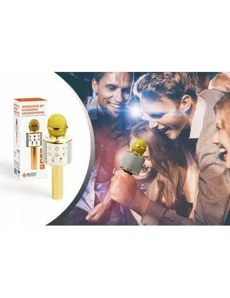Złoty MIKROFON BEZPRZEWODOWY KARAOKE - BLUETOOTH GŁOŚNIK