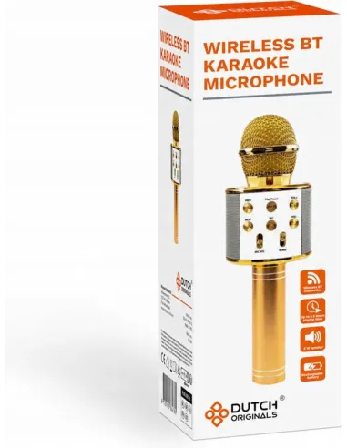 Złoty MIKROFON BEZPRZEWODOWY KARAOKE - BLUETOOTH GŁOŚNIK