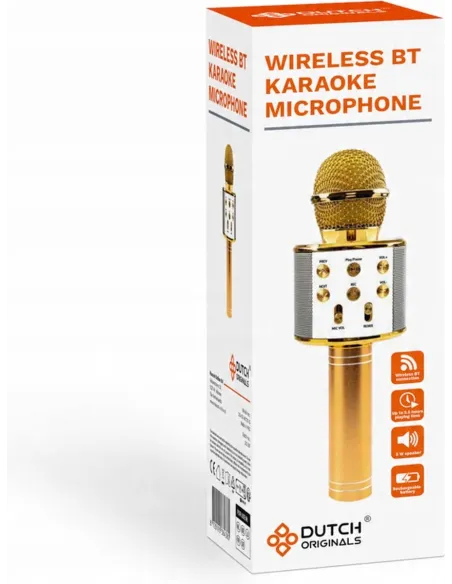 Złoty MIKROFON BEZPRZEWODOWY KARAOKE - BLUETOOTH GŁOŚNIK