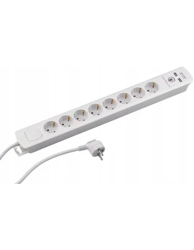 Przedłużacz zasilacz Listwa przeciwprzepięciowa 8 gniazd 2X USB 3680W