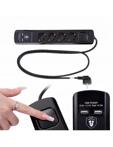 Przedłużacz Zasilacz LISTWA PRZECIWPRZEPIĘCIOWA 4 gniazda 2X USB 3680W