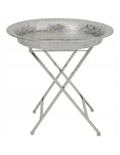 Stolik Kawowy DEKORACYJNY Taca SREBRNY Ø53 x 51cm