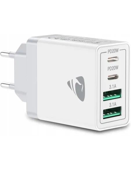 SZYBKA ŁADOWARKA SIECIOWA UNIWERSALNA GNIAZDO 2x USB 2x USB-C 40W