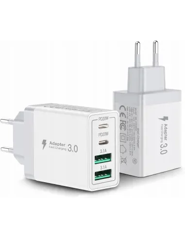 SZYBKA ŁADOWARKA SIECIOWA UNIWERSALNA GNIAZDO 2x USB 2x USB-C 40W
