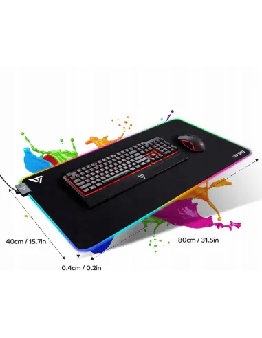 PODKŁADKA POD MYSZKĘ RGB LED GAMINGOWA XXL 80x40cm