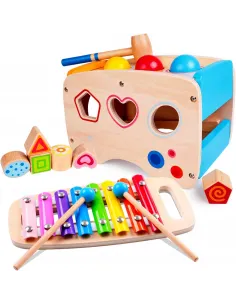 Drewniana kostka EDUKACYJNA SORTER KLOCKI Cymbałki