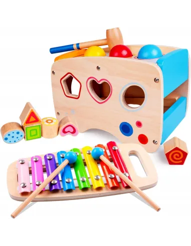 Drewniana kostka EDUKACYJNA SORTER KLOCKI Cymbałki