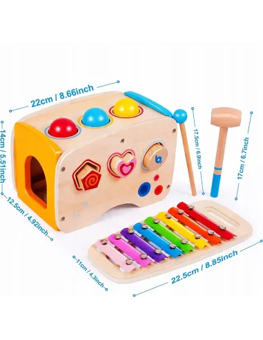 Drewniana kostka EDUKACYJNA SORTER KLOCKI Cymbałki
