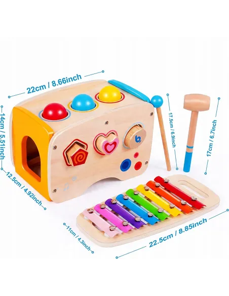 Drewniana kostka EDUKACYJNA SORTER KLOCKI Cymbałki