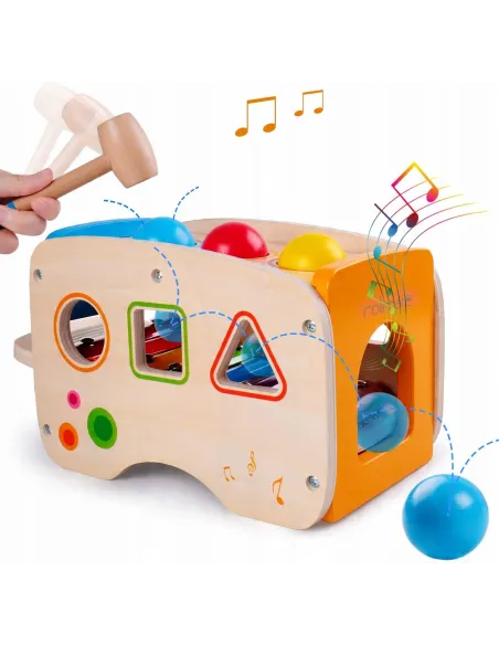 Drewniana kostka EDUKACYJNA SORTER KLOCKI Cymbałki