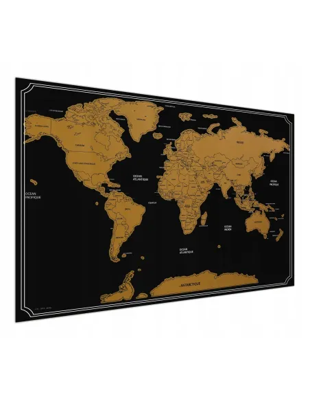 MAPA ŚWIATA ZDRAPKA Plakat na prezent 60x82 cm CZARNA
