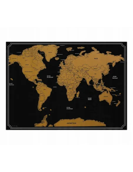 MAPA ŚWIATA ZDRAPKA Plakat na prezent 60x82 cm CZARNA