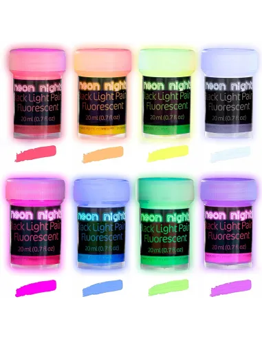 FARBY Akrylowe Neonowe LUMINESCENCYJNE Święcą w Ciemności 8x20ml