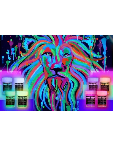 FARBY Akrylowe Neonowe LUMINESCENCYJNE Święcą w Ciemności 8x20ml