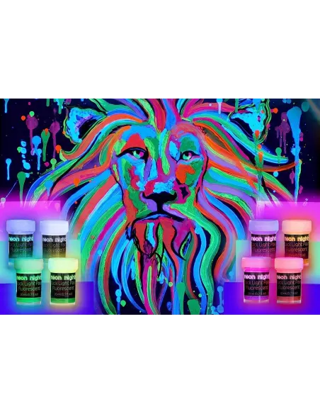 FARBY Akrylowe Neonowe LUMINESCENCYJNE Święcą w Ciemności 8x20ml