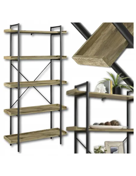 REGAŁ Półka Industrialny 173x92x30 cm LOFT Rustykalny 5 Poziomów