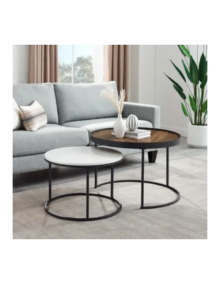 STOLIK KAWOWY 2w1 ŁAWA LOFT METAL ZESTAW MODERN