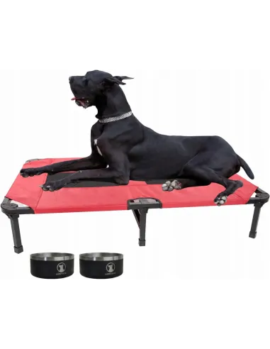 Legowisko dla Psa Czerwone ŁÓŻKO NA STELAŻU Na Nóżkach 55kg 117x74x19cm