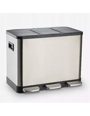 KOSZ DO SEGREGACJI 3 Komory 42 l (3x14L) Stalowy z Pedałem