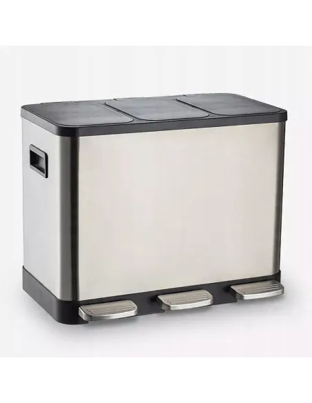 KOSZ DO SEGREGACJI 3 Komory 42 l (3x14L) Stalowy z Pedałem