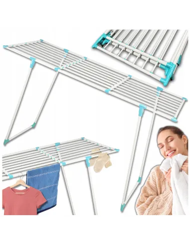SUSZARKA NA PRANIE STOJĄCA ROZSUWANA STABILNA 105,5-187,5cm UBRAŃ BIELIZNĘ