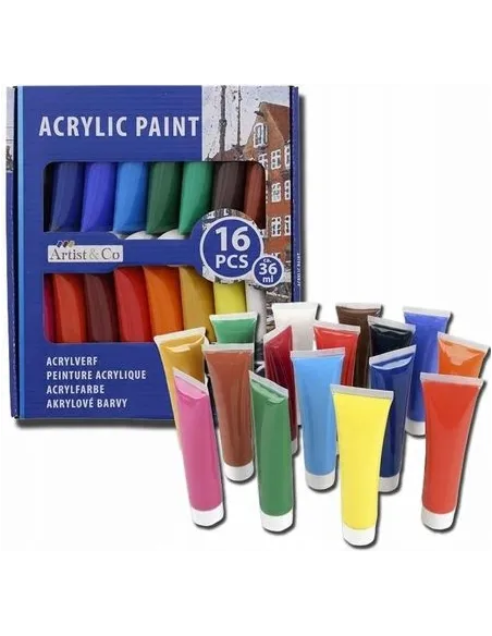 FARBY AKRYLOWE DUŻY ZESTAW FARB AKRYLOWYCH 16x36ml