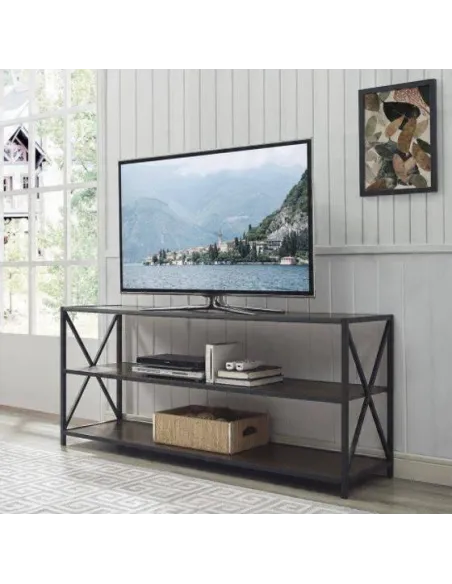 Duży REGAŁ Półka LOFT SZAFKA TV Industrialna 153x67cm Ciemny Orzech