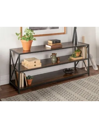 Duży REGAŁ Półka LOFT SZAFKA TV Industrialna 153x67cm Ciemny Orzech