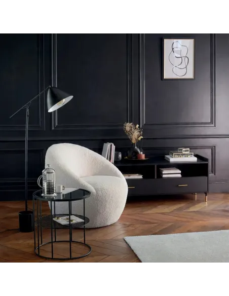 LAMPA Podłogowa CZARNA Żuraw na WYSIĘGNIKU Marmurowa Podstawa 145cm LOFT