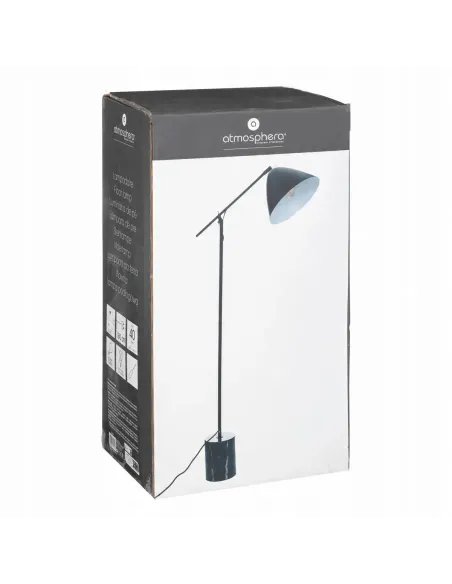 LAMPA Podłogowa CZARNA Żuraw na WYSIĘGNIKU Marmurowa Podstawa 145cm LOFT