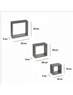 PÓŁKA WISZĄCA CUBE 3w1 Kwadratowa Regał Wiszący Półki 3szt SZARY 2