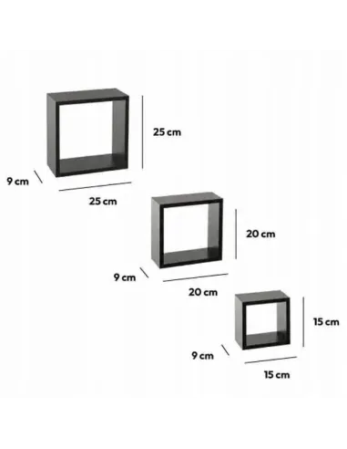PÓŁKA WISZĄCA CUBE 3w1 Kwadratowa Regał Wiszący Półki 3szt ANTRACYT