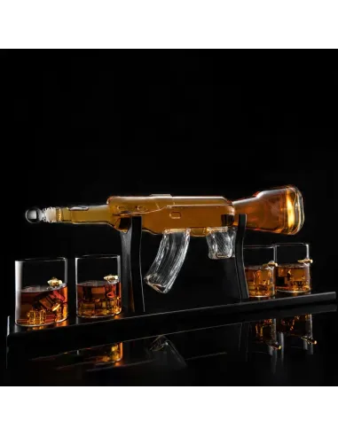 Zestaw Whisky Karafka Kałasznikow KARABIN AK-47 Pistolet 4 Szklanki Kostki