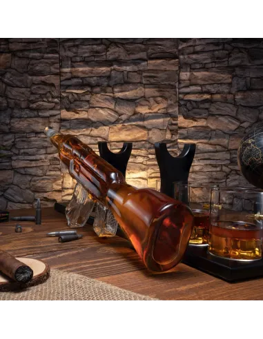 Zestaw Whisky Karafka Kałasznikow KARABIN AK-47 Pistolet 4 Szklanki Kostki