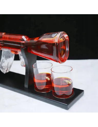 Zestaw Whisky Karafka Kałasznikow KARABIN AK-47 Pistolet 4 Szklanki Kostki