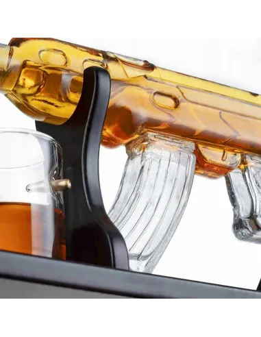 Zestaw Whisky Karafka Kałasznikow KARABIN AK-47 Pistolet 4 Szklanki Kostki