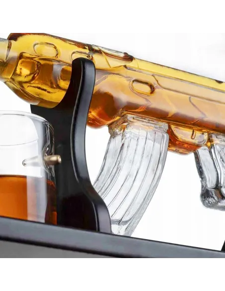 Zestaw Whisky Karafka Kałasznikow KARABIN AK-47 Pistolet 4 Szklanki Kostki