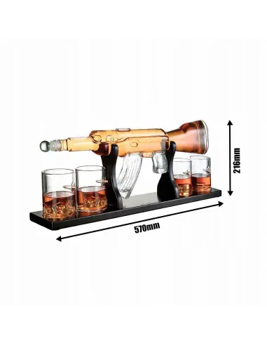 Zestaw Whisky Karafka Kałasznikow KARABIN AK-47 Pistolet 4 Szklanki Kostki