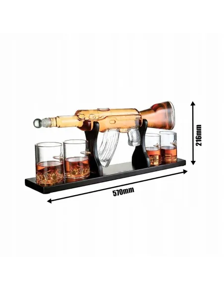 Zestaw Whisky Karafka Kałasznikow KARABIN AK-47 Pistolet 4 Szklanki Kostki