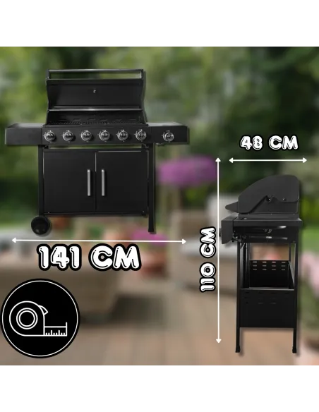 MEGA MOCNY Grill Gazowy 7 Palników 23,8kW BBQ 6+1 Boczny Palnik