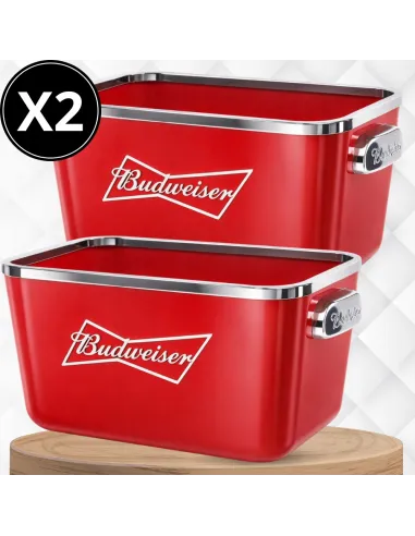 Zestaw BUDWEISER XXL 2x Cooler ICE BUCKET Koszulki Maty Barowe Otwieracze