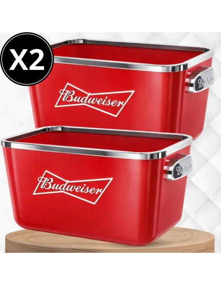 Zestaw BUDWEISER XXL 2x Cooler ICE BUCKET Koszulki Maty Barowe Otwieracze