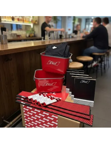 Zestaw BUDWEISER XXL 2x Cooler ICE BUCKET Koszulki Maty Barowe Otwieracze