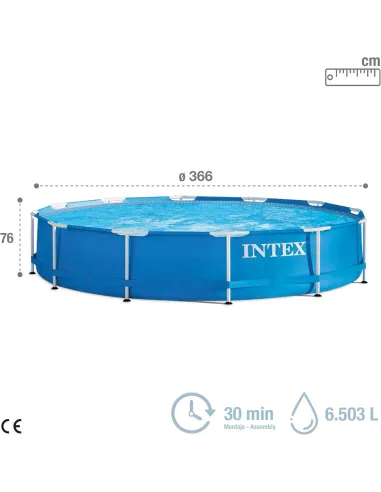 BASEN Ogrodowy Stelażowy INTEX 28212 366x76cm Zestaw z Pompą Filtrującą