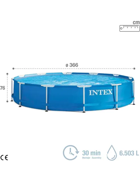 BASEN Ogrodowy Stelażowy INTEX 28212 366x76cm Zestaw z Pompą Filtrującą