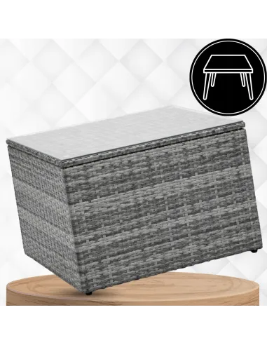 ZESTAW Mebli OGRODOWYCH Narożnik MODUŁOWY Fotel Stolik Podnóżek Rattan