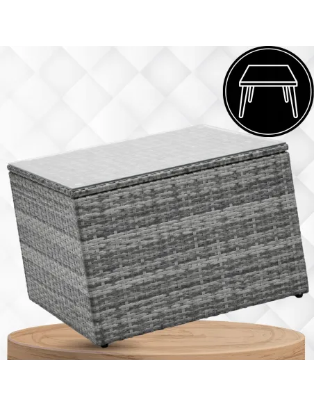 ZESTAW Mebli OGRODOWYCH Narożnik MODUŁOWY Fotel Stolik Podnóżek Rattan
