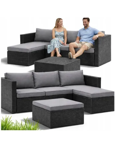 Zestaw Mebli OGRODOWYCH ACERO Narożnik + Pufa/Stolik TECHNORATTAN Premium
