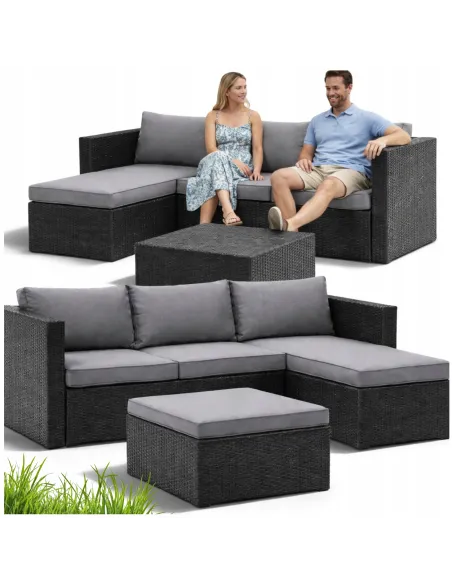 Zestaw Mebli OGRODOWYCH ACERO Narożnik + Pufa/Stolik TECHNORATTAN Premium